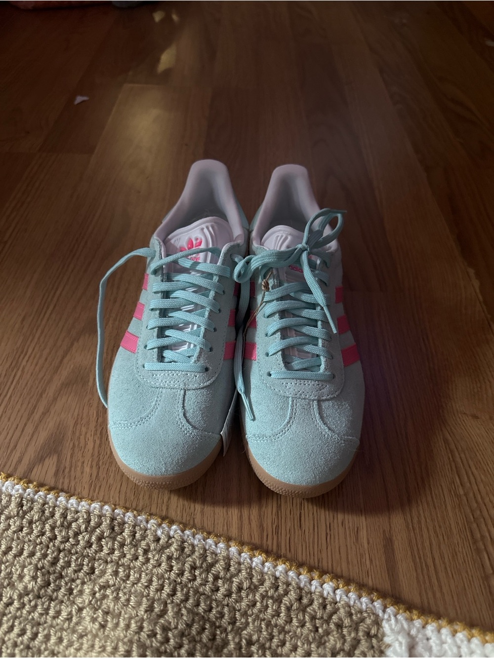 adidas Women's blue Sneakers with Pink Stripes